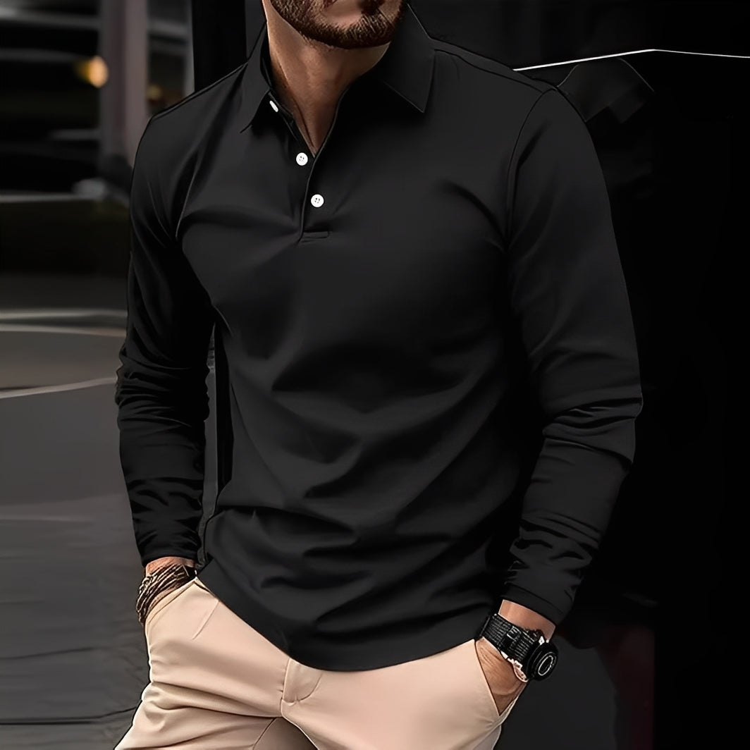 Stephen - Bequemes Langarm-Poloshirt für Herren