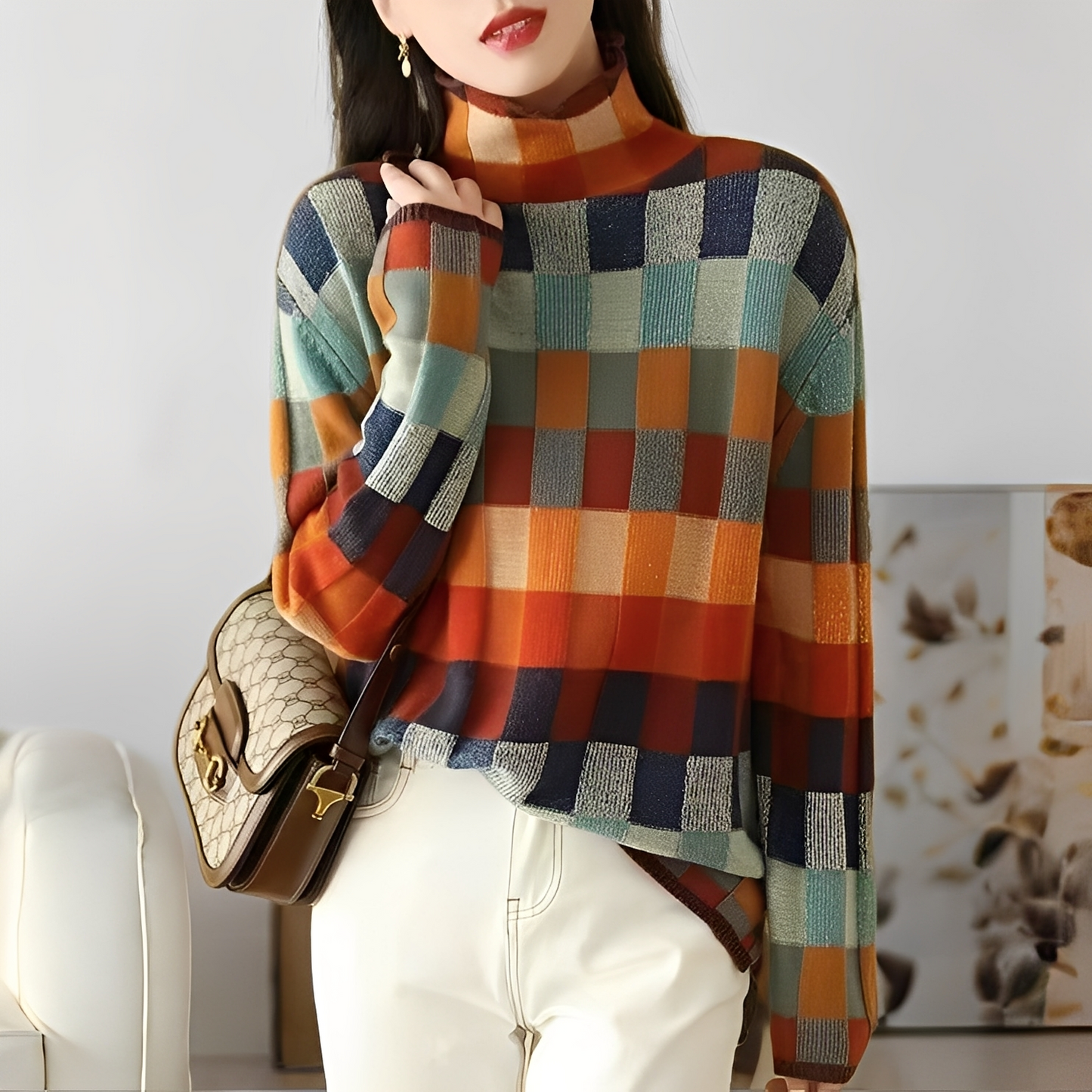 Jacklyn - Bequemer, bunter Damenpullover aus Kaschmir