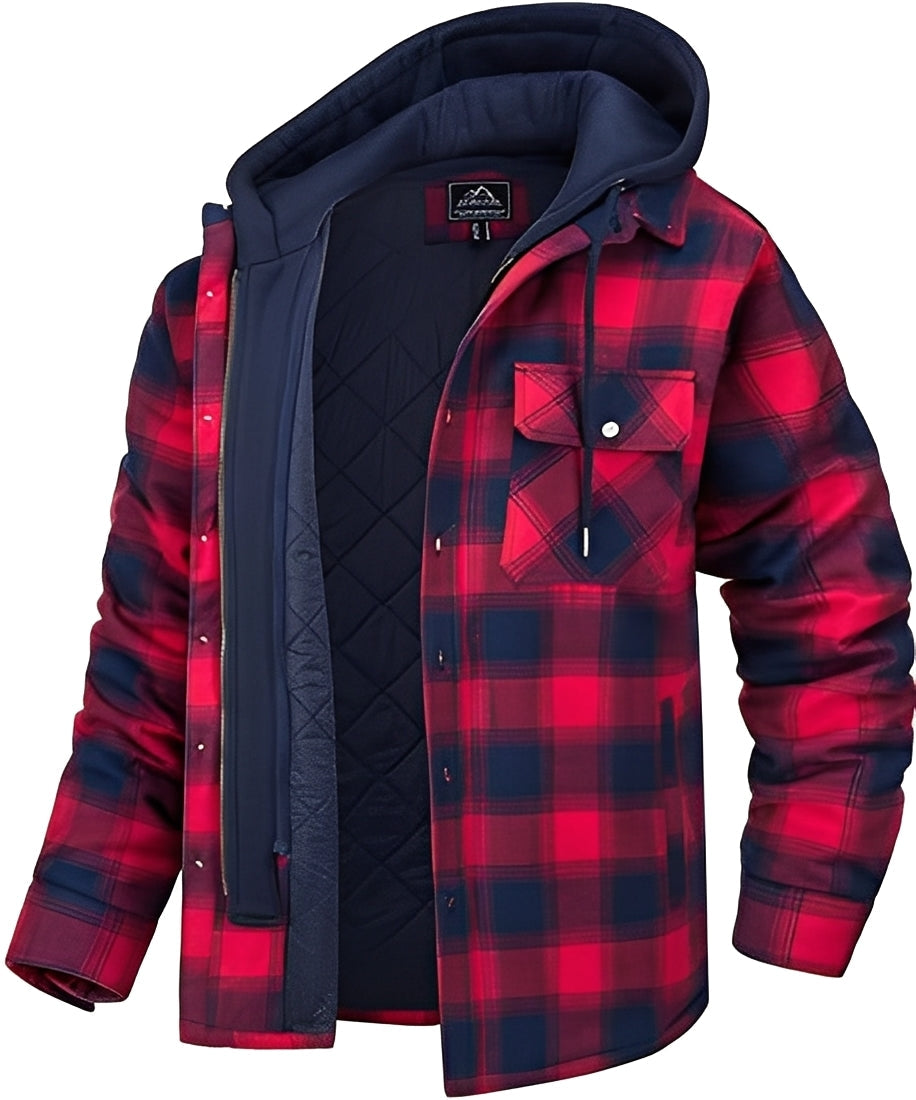 Rodger - Modische karierte Herrenjacke mit Kapuze