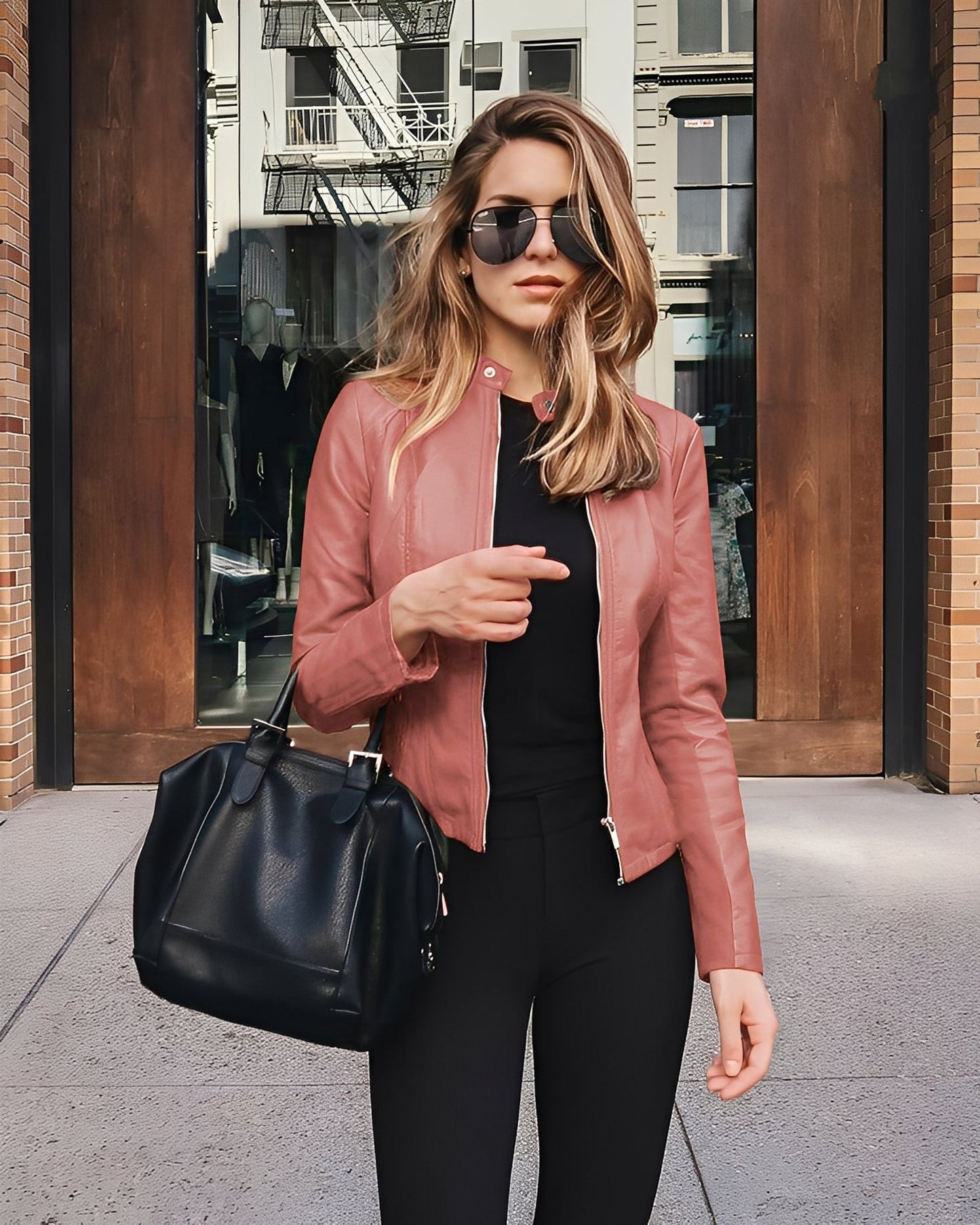 Ashlee - Stylische, eng geschnittene Damenlederjacke