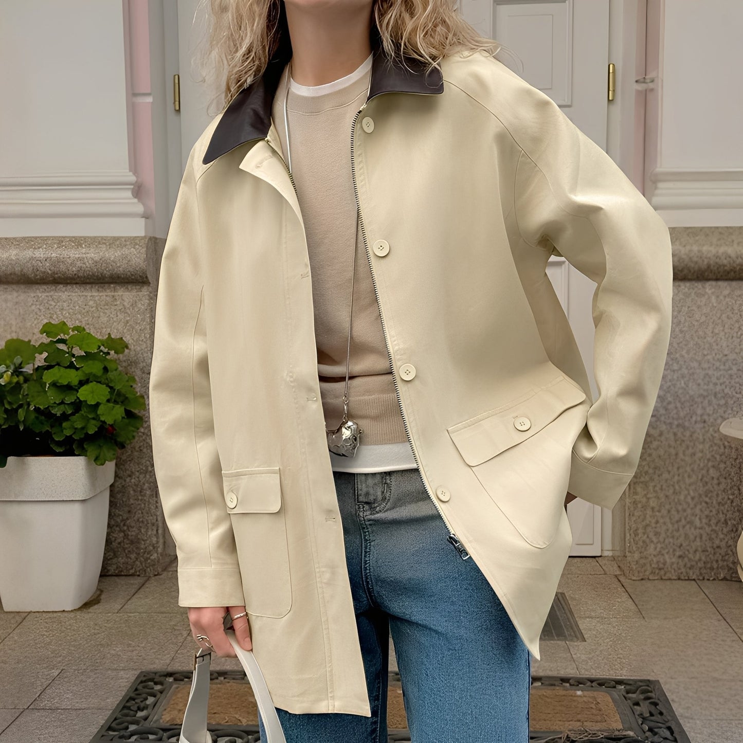 Eireen - Trendige, locker sitzende Damenjacke mit Polokragen