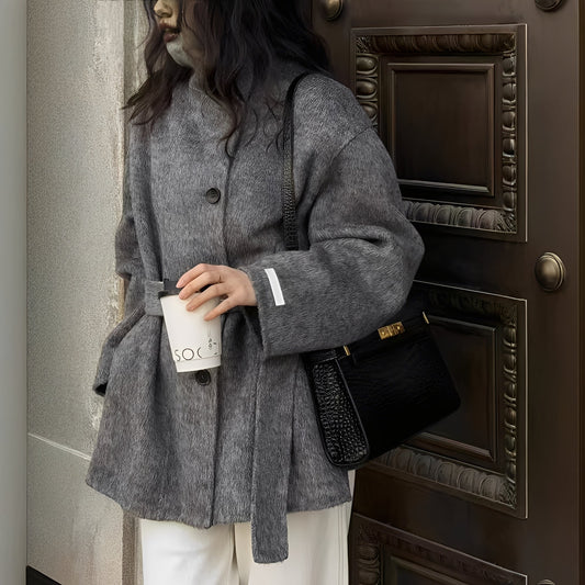 Claudia - Locker geschnittene doppelte Damen-Wolljacke