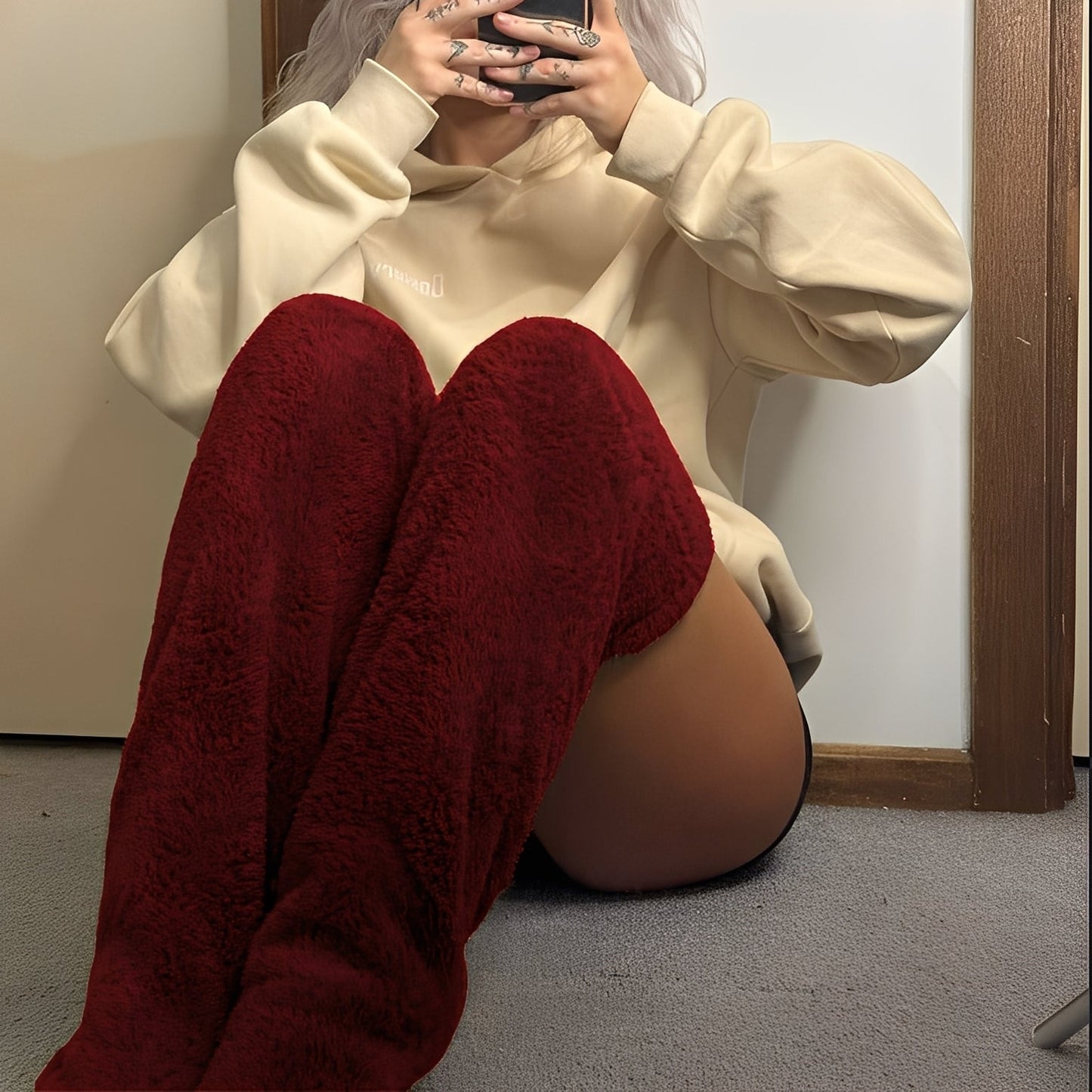 Camellia - Kuschelige, kniehohe Wintersocken für Damen