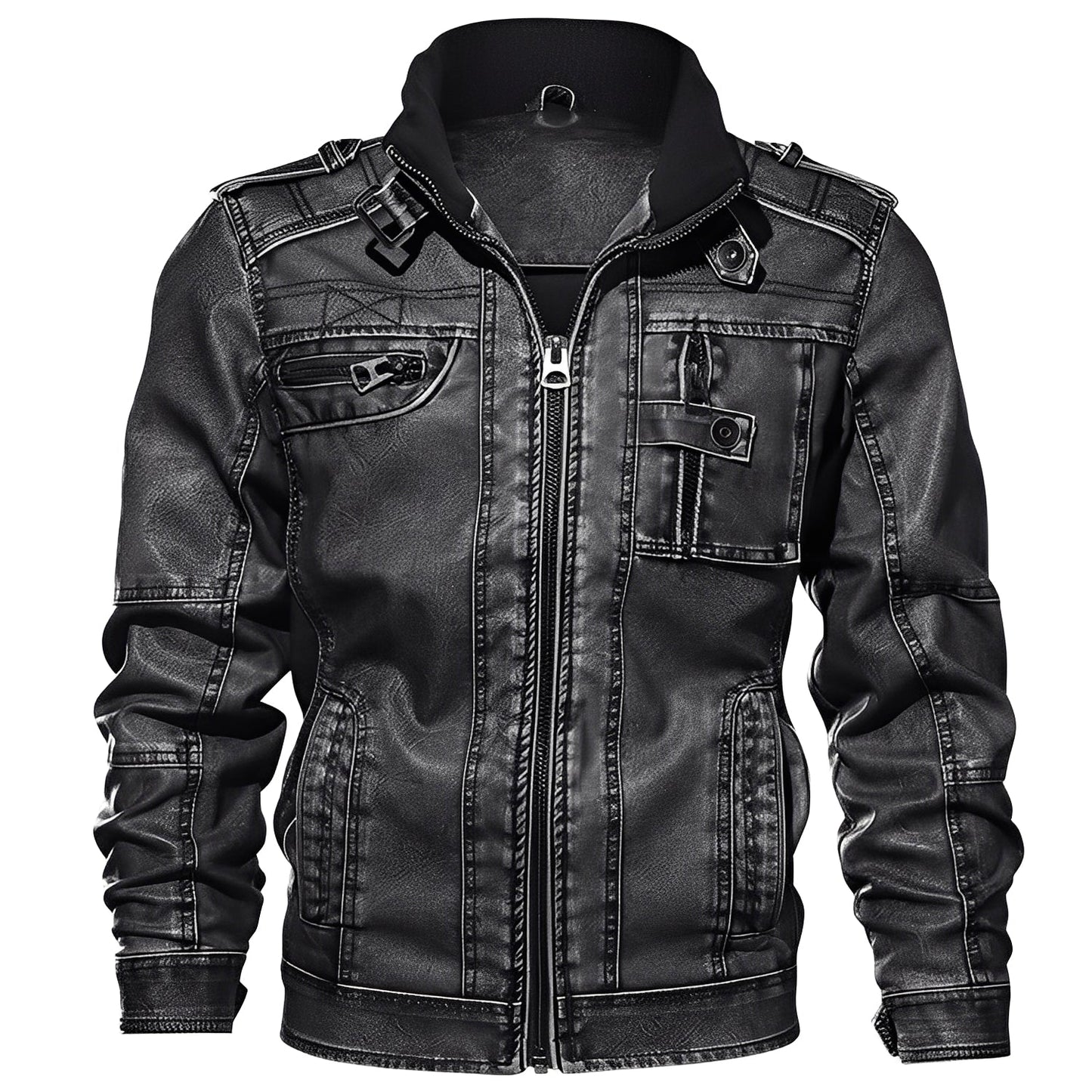 Kevin - Klassische Lederjacke für Herren mit Taschen