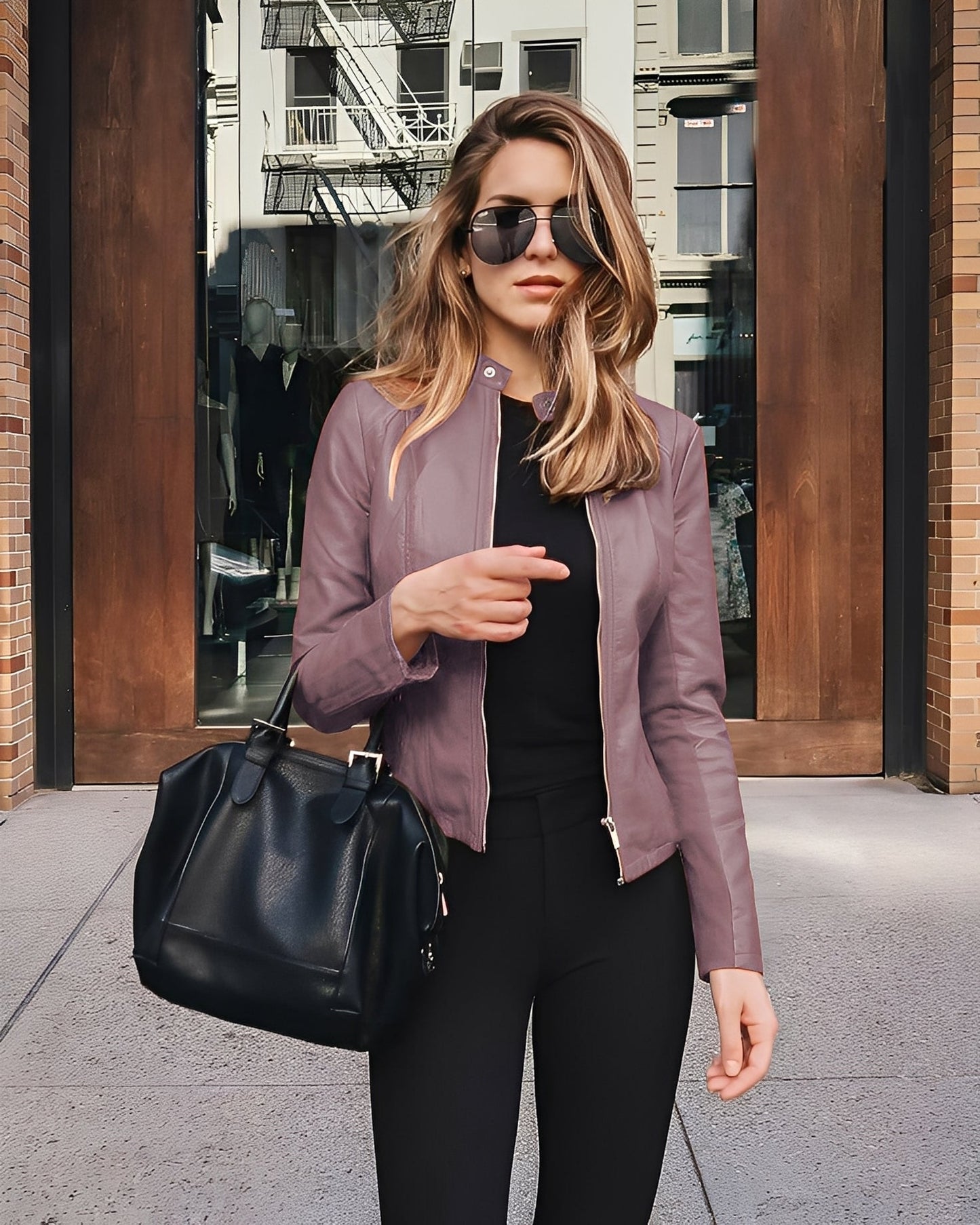 Ashlee - Stylische, eng geschnittene Damenlederjacke