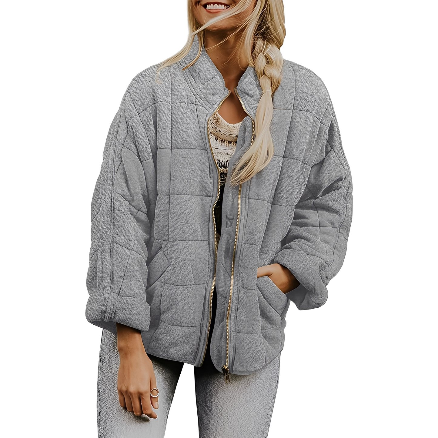 Luana - Frauenjacke mit leicht gestepptem Muster und Taschen