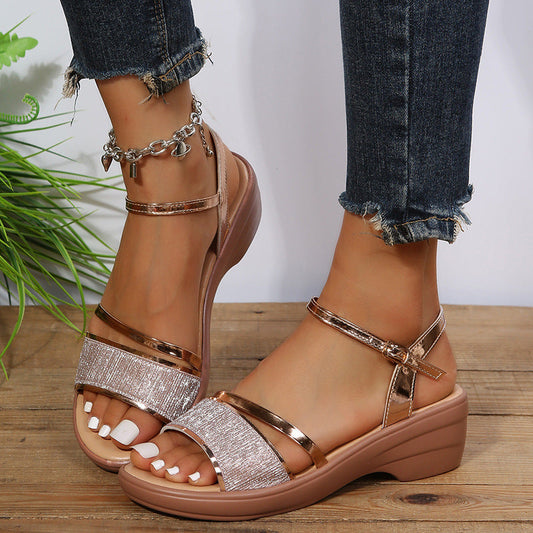 Xanthia - Bequeme Damen-Sandalen mit Keilabsatz und offener Zehe