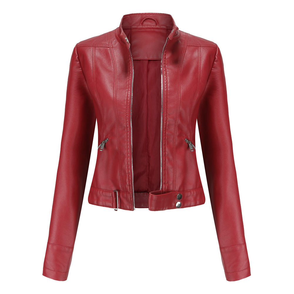 Madeline - Trendige Damenlederjacke mit Kragen