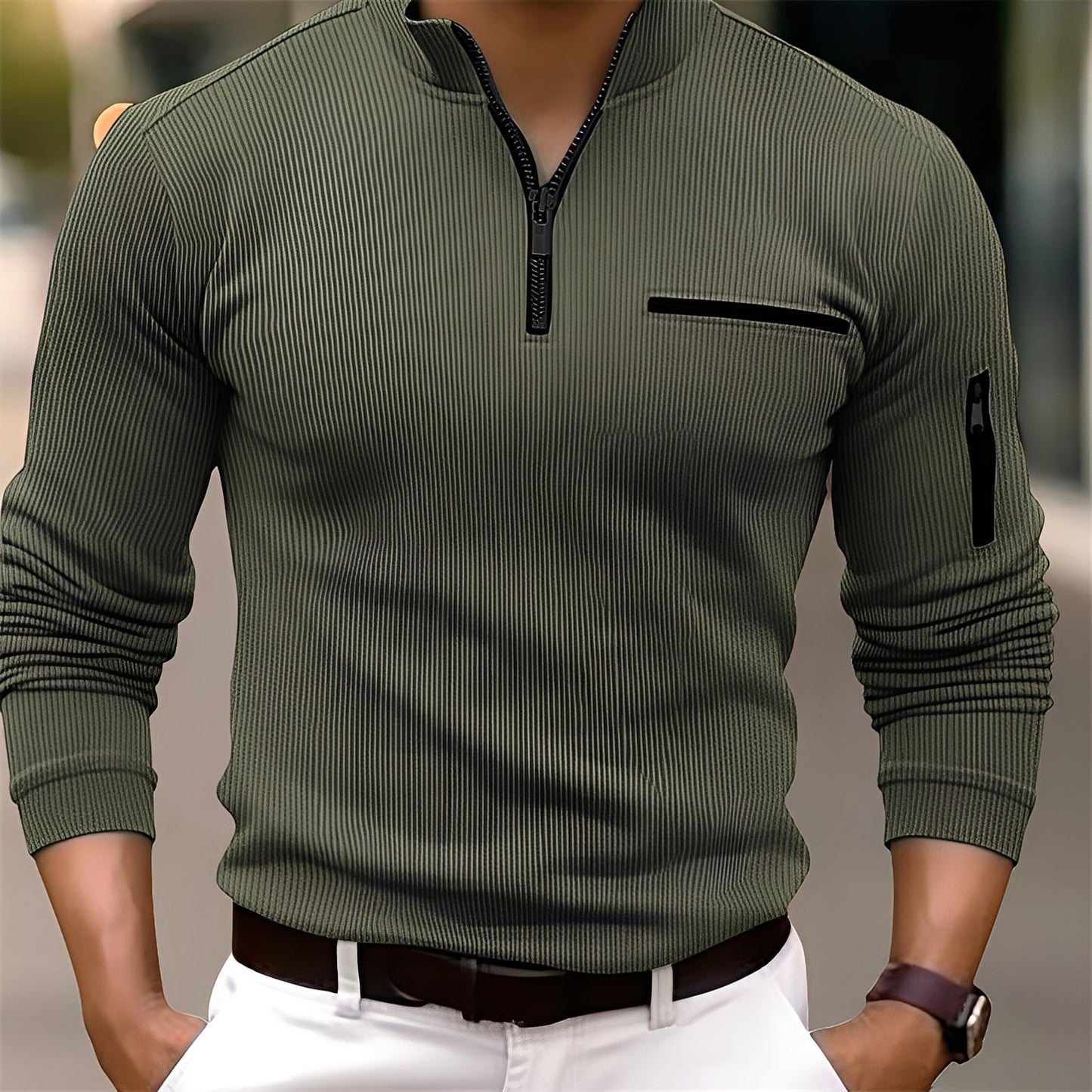 Donovan - Stylischer Herrenpullover mit Streifen und Taschen