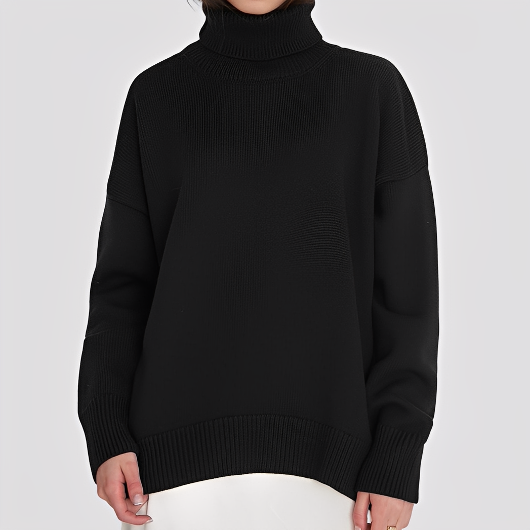 Nylah - Einfacher, übergroßer Rollkragenpullover für Damen