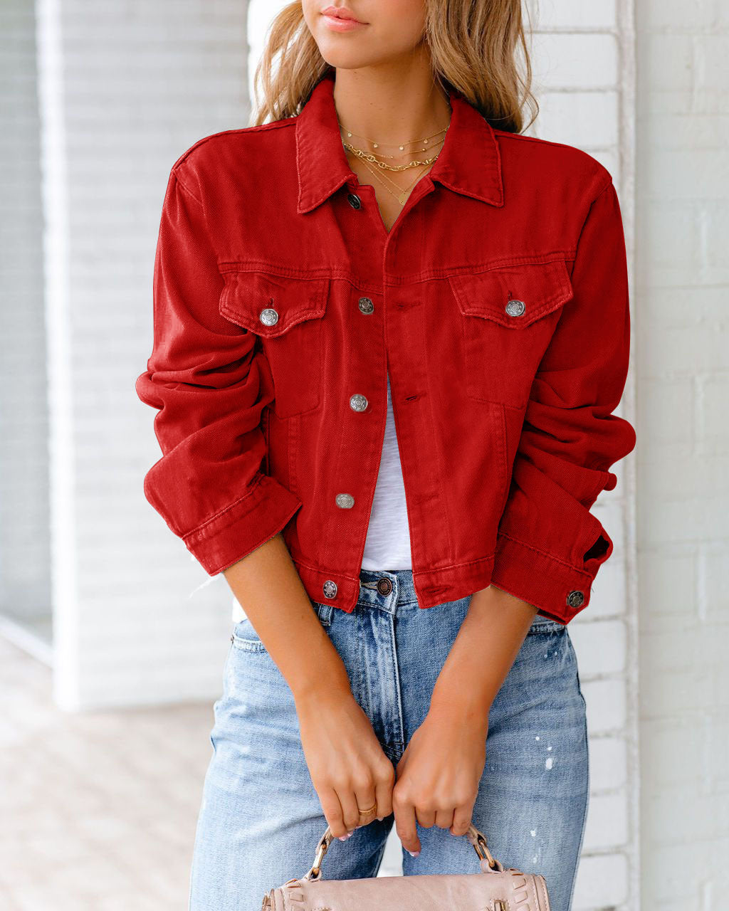 Carolyn - Bequeme Jeansjacke mit Taschen für Damen