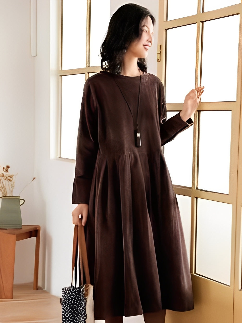 Shyanne - Gemütliches, weit geschnittenes Cordkleid mit Taschen für Damen
