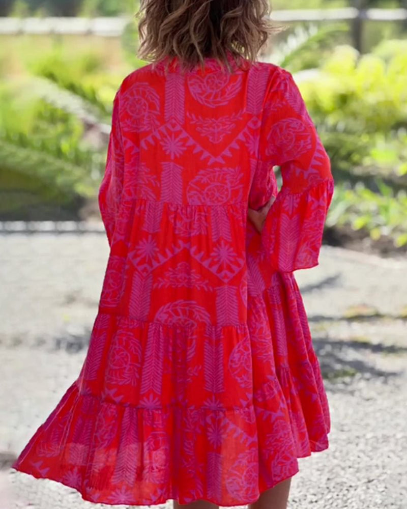 Mia – Kleid mit Geo-Boho-Muster