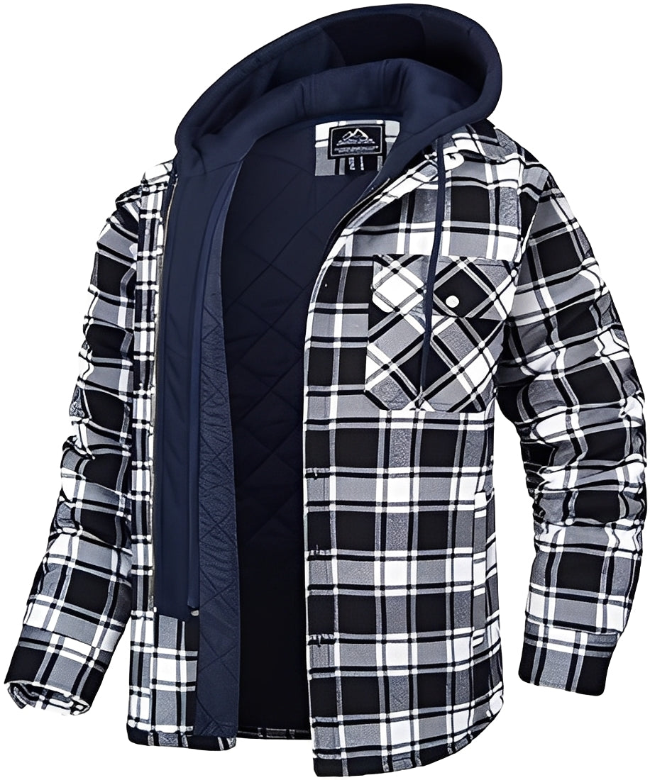 Rodger - Modische karierte Herrenjacke mit Kapuze