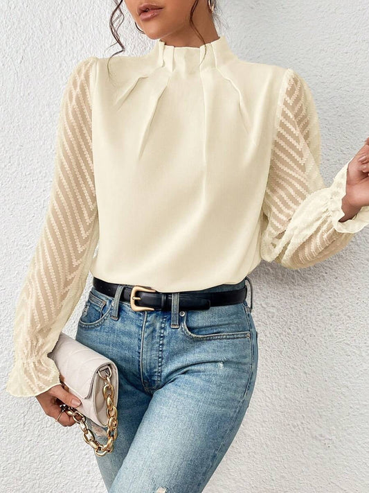 Cassandra - Elegantes Damen-Chiffon-Top mit langen Ärmeln