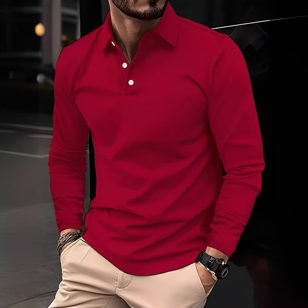Stephen - Bequemes Langarm-Poloshirt für Herren
