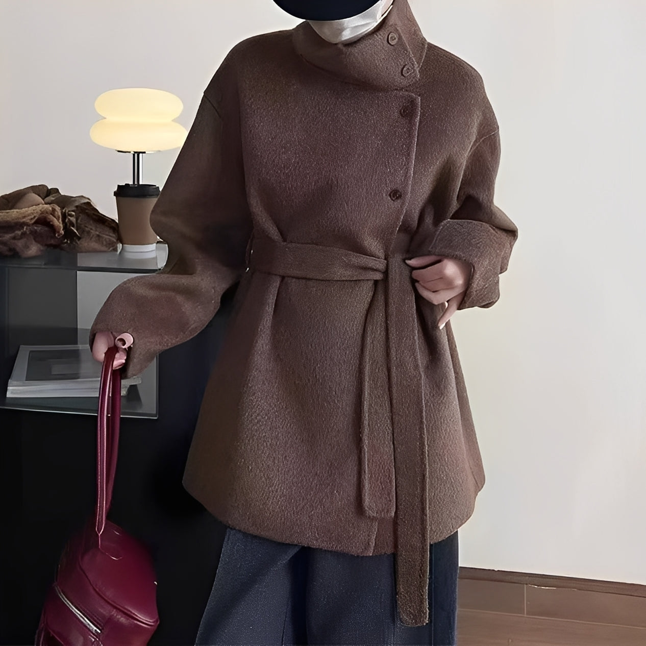 Claudia - Locker geschnittene doppelte Damen-Wolljacke