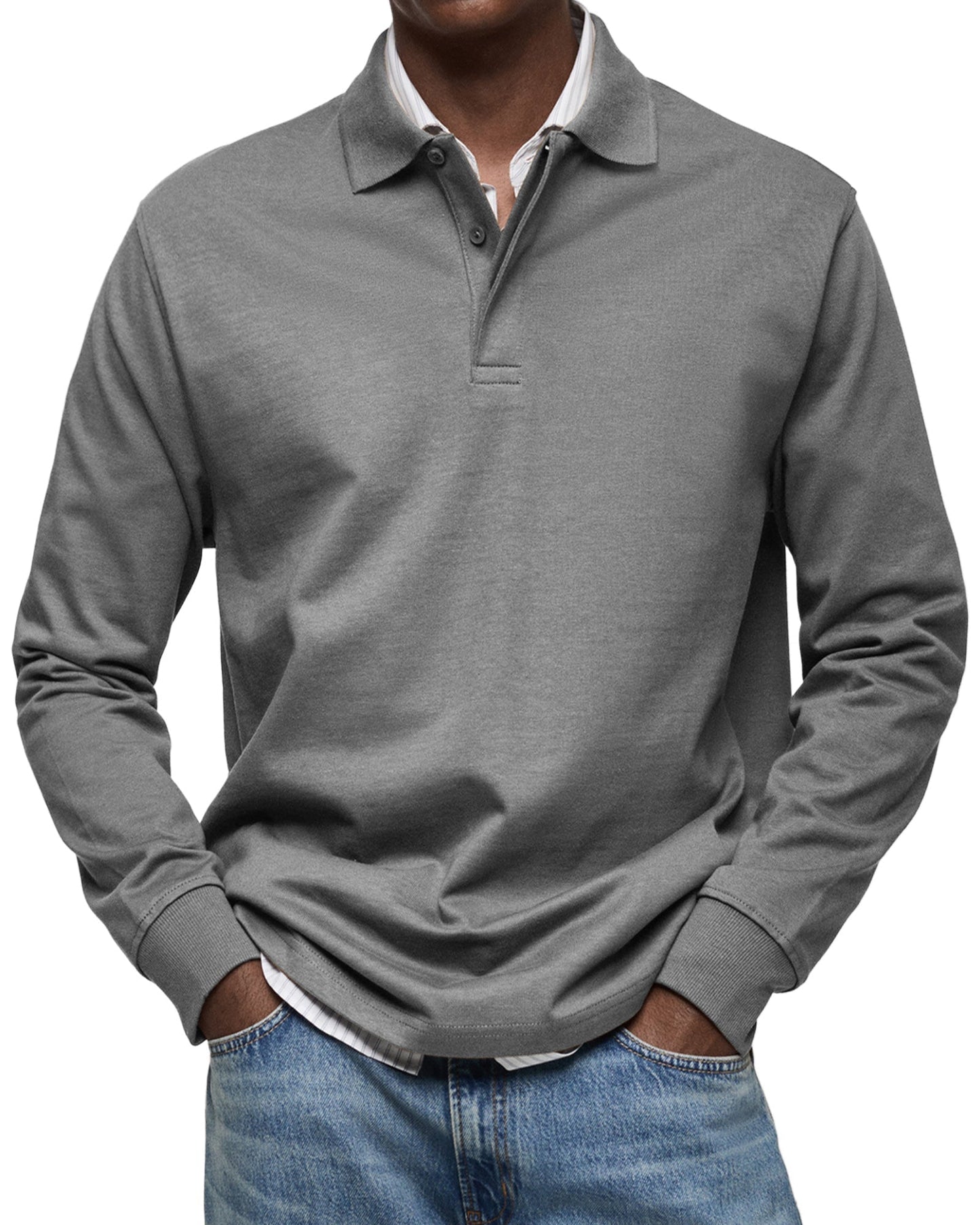 Dewey - Herren Langarm-Poloshirt, schlichtes Design