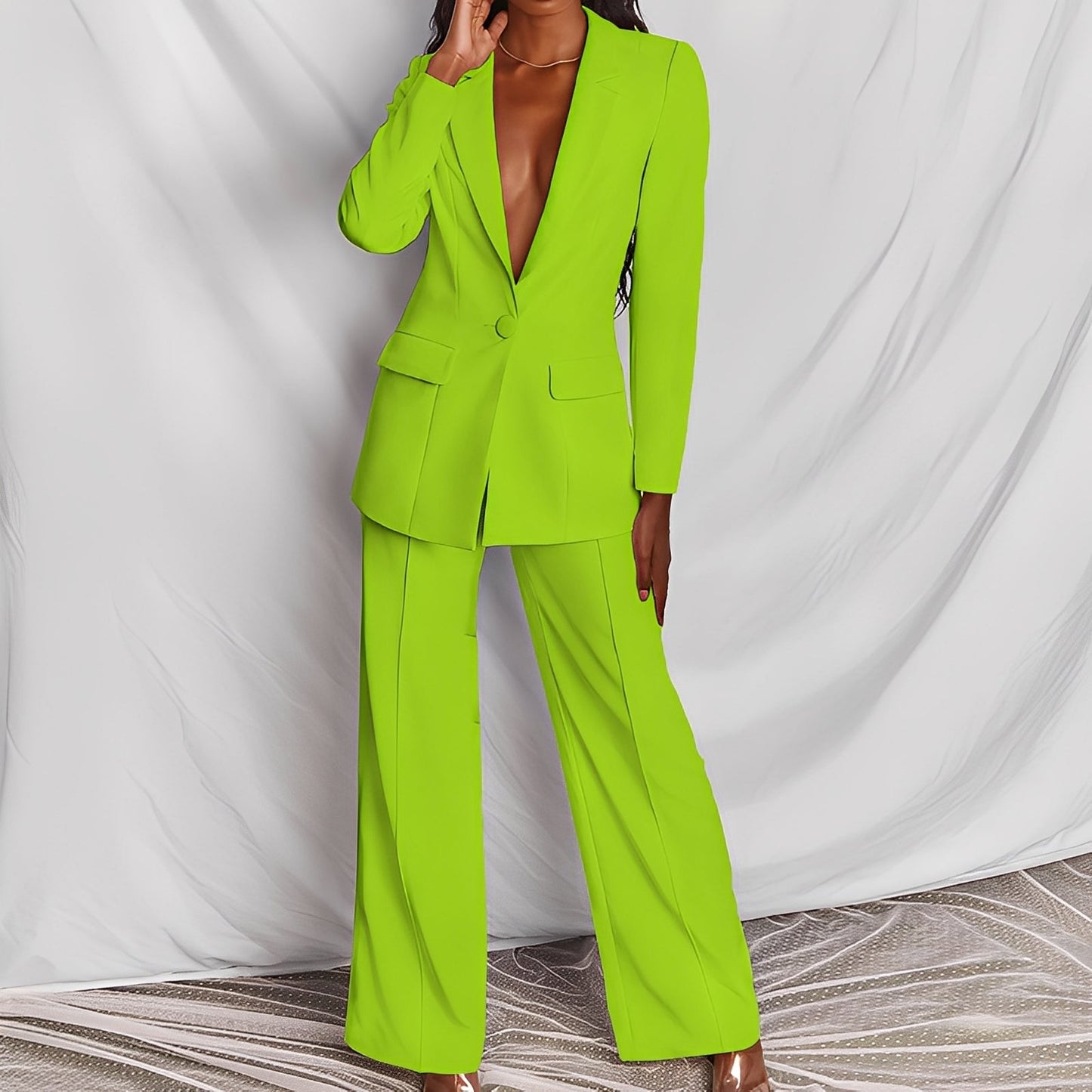 Darcey - Weites, modernes Damenanzug-Set mit Blazer und Hose