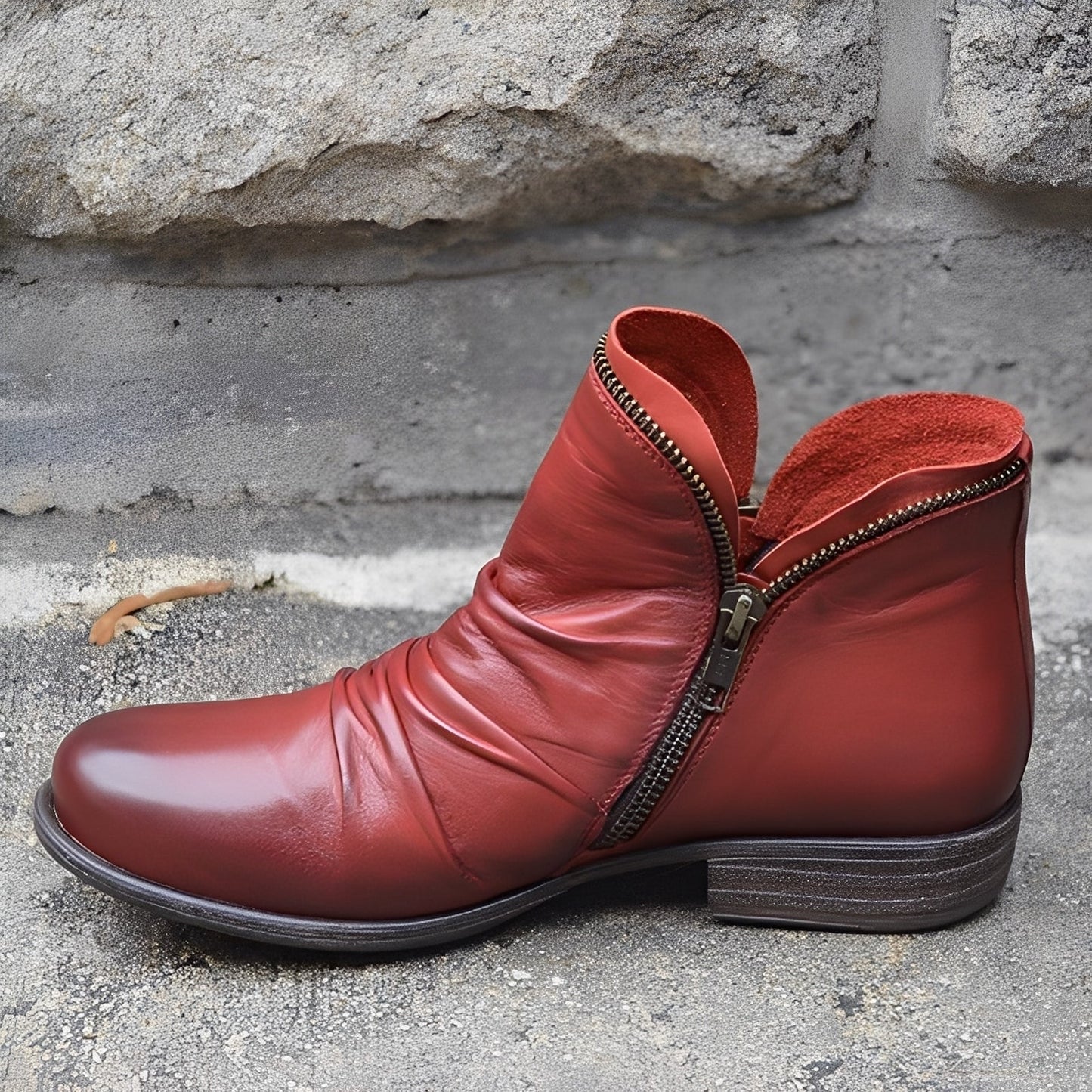 Veronica - Zeitlose Lederstiefel für Damen mit Reißverschluss