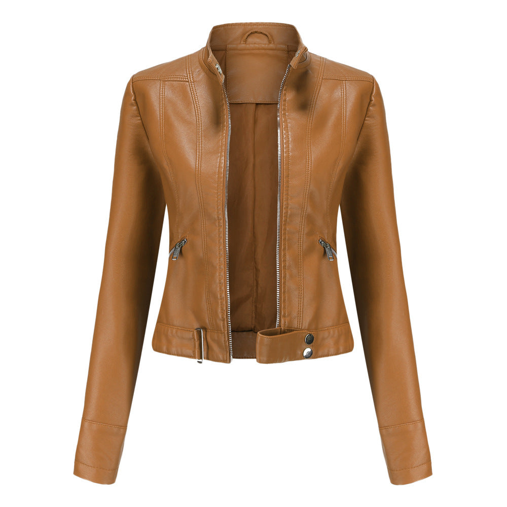 Madeline - Trendige Damenlederjacke mit Kragen