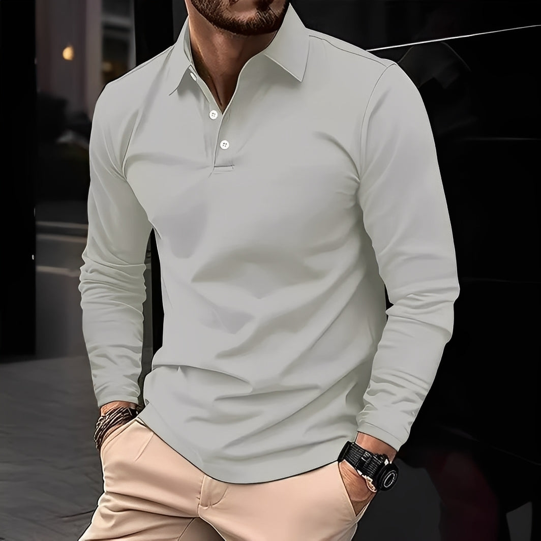 Stephen - Bequemes Langarm-Poloshirt für Herren