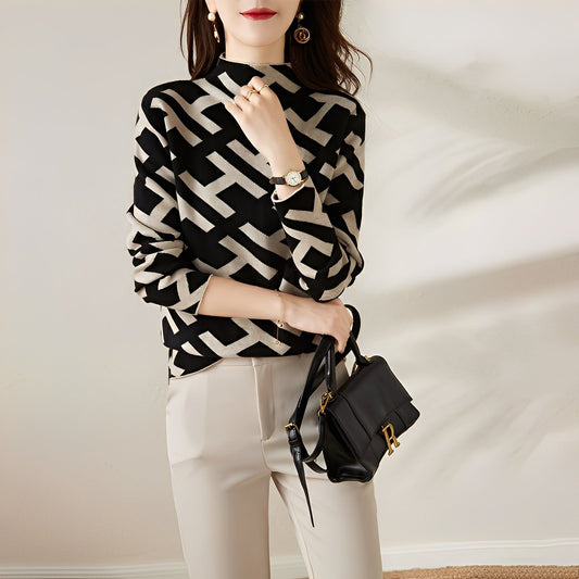Eleanor - Elegantes Damen-Stricktop mit langen Ärmeln im Stil