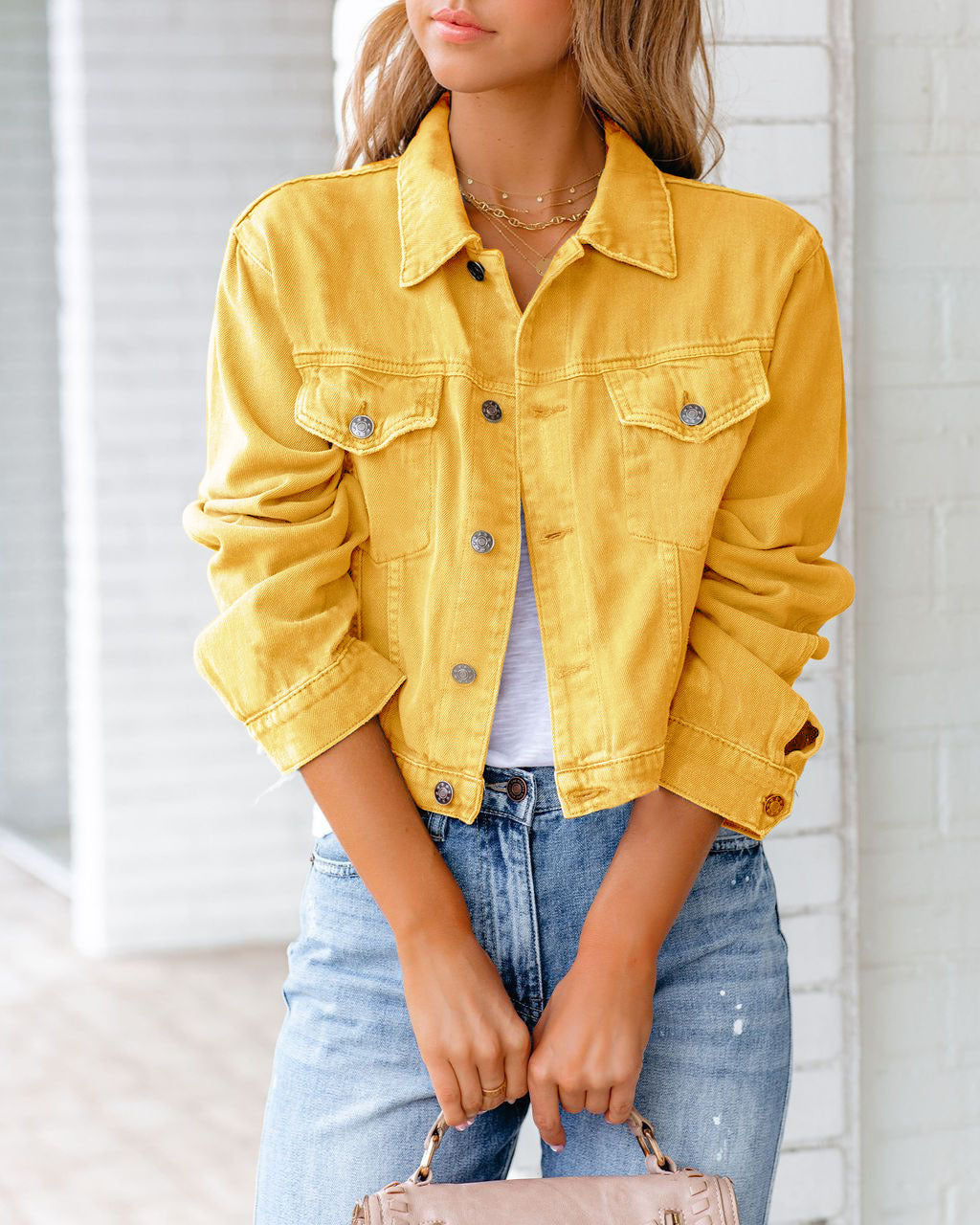 Carolyn - Bequeme Jeansjacke mit Taschen für Damen