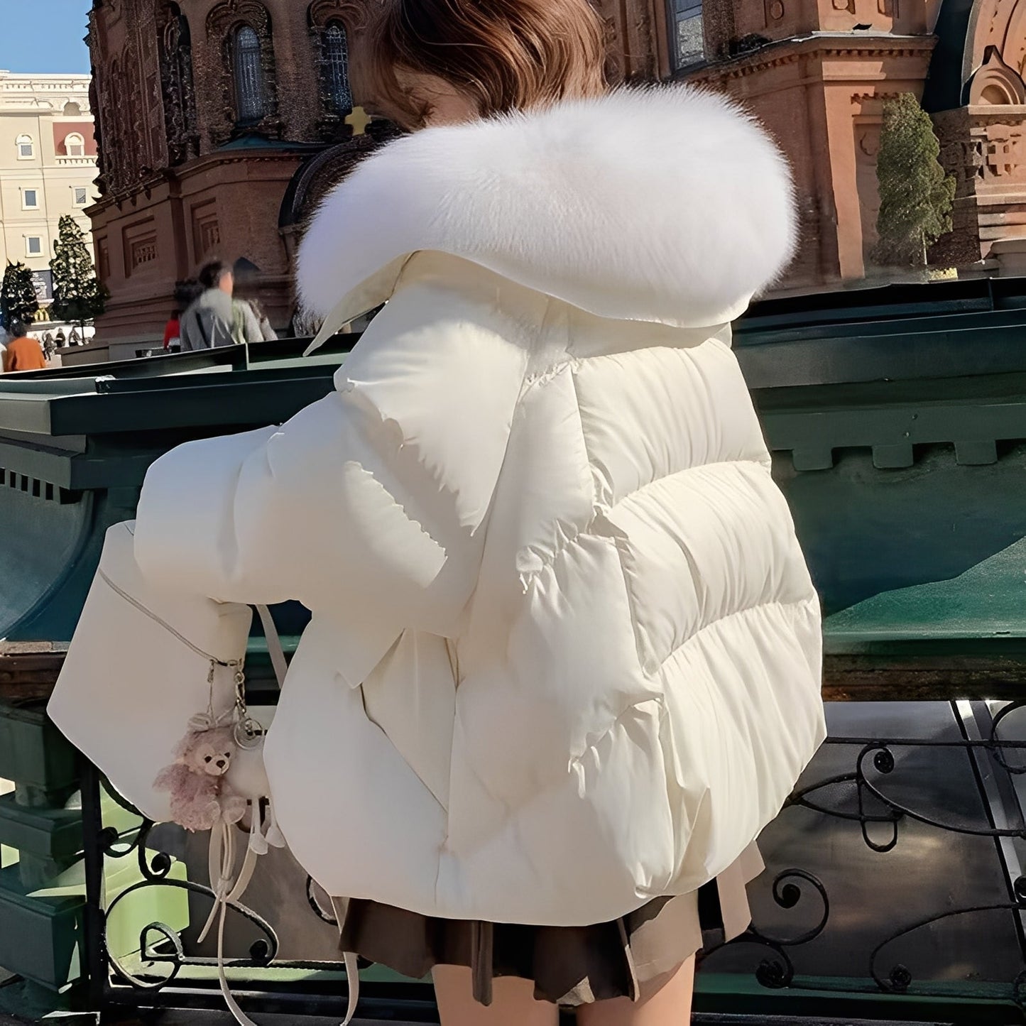 Victoria - moderne Windjacke mit Daunen und Pelzkragen für Damen