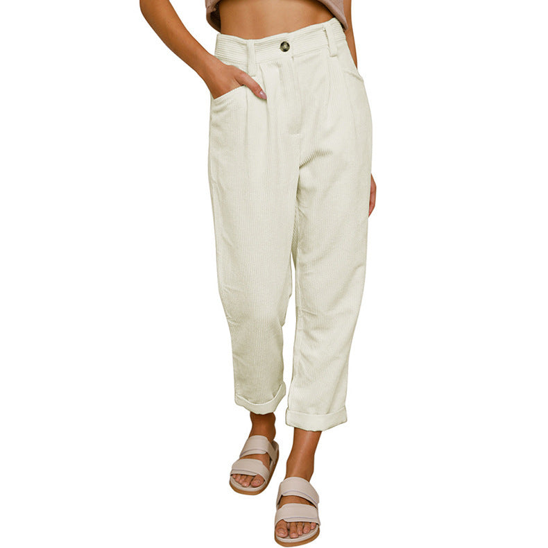 Chelsie - Komfortable Damenhose aus Cord mit hohem Bund
