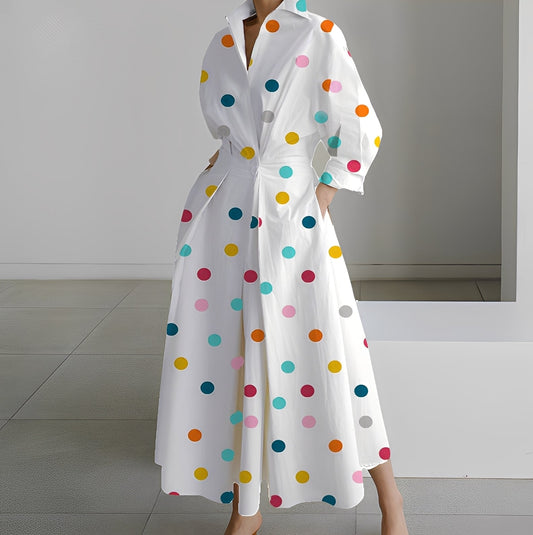 Lavina - Bequemes Frauenkleid mit langen Ärmeln und Taschen
