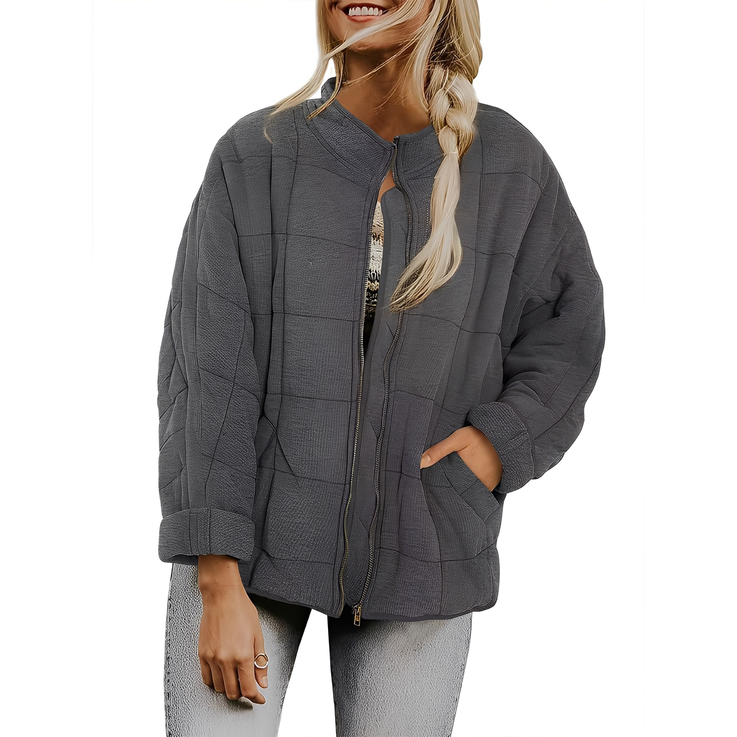 Luana - Frauenjacke mit leicht gestepptem Muster und Taschen
