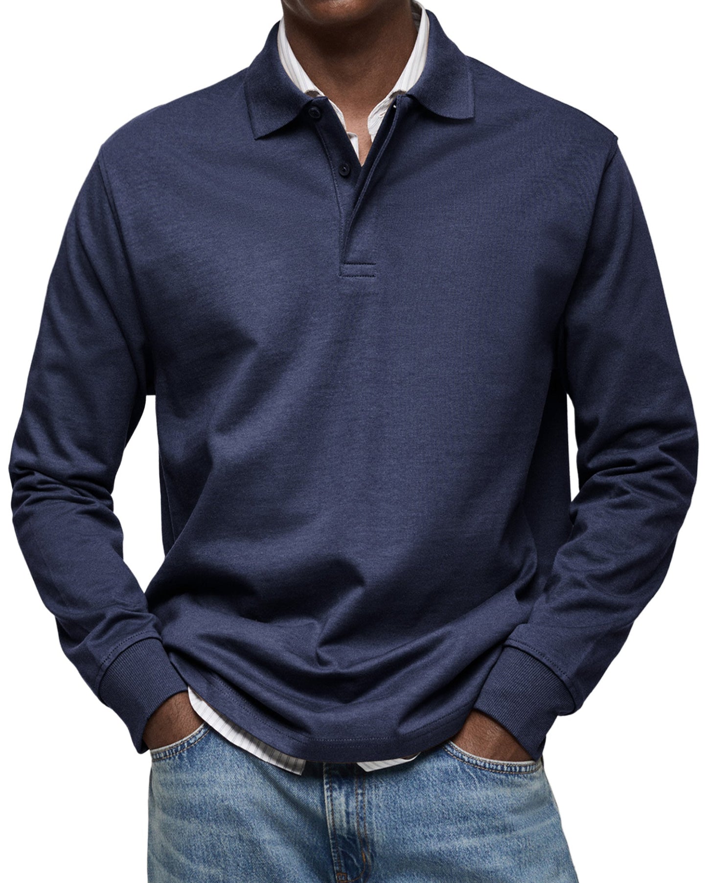 Dewey - Herren Langarm-Poloshirt, schlichtes Design