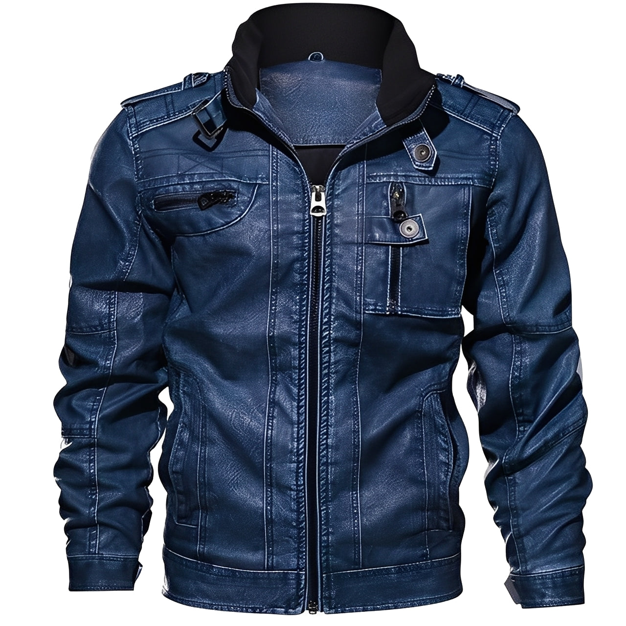 Kevin - Klassische Lederjacke für Herren mit Taschen