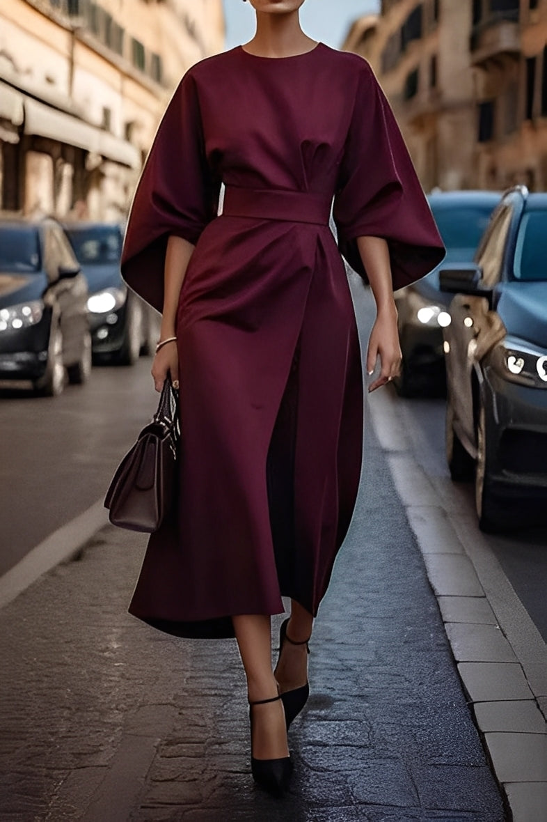 Nicole - Modisches Damen-Midikleid mit Puffärmeln
