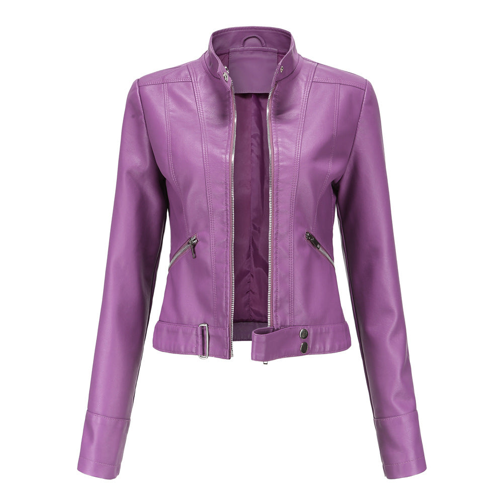 Madeline - Trendige Damenlederjacke mit Kragen