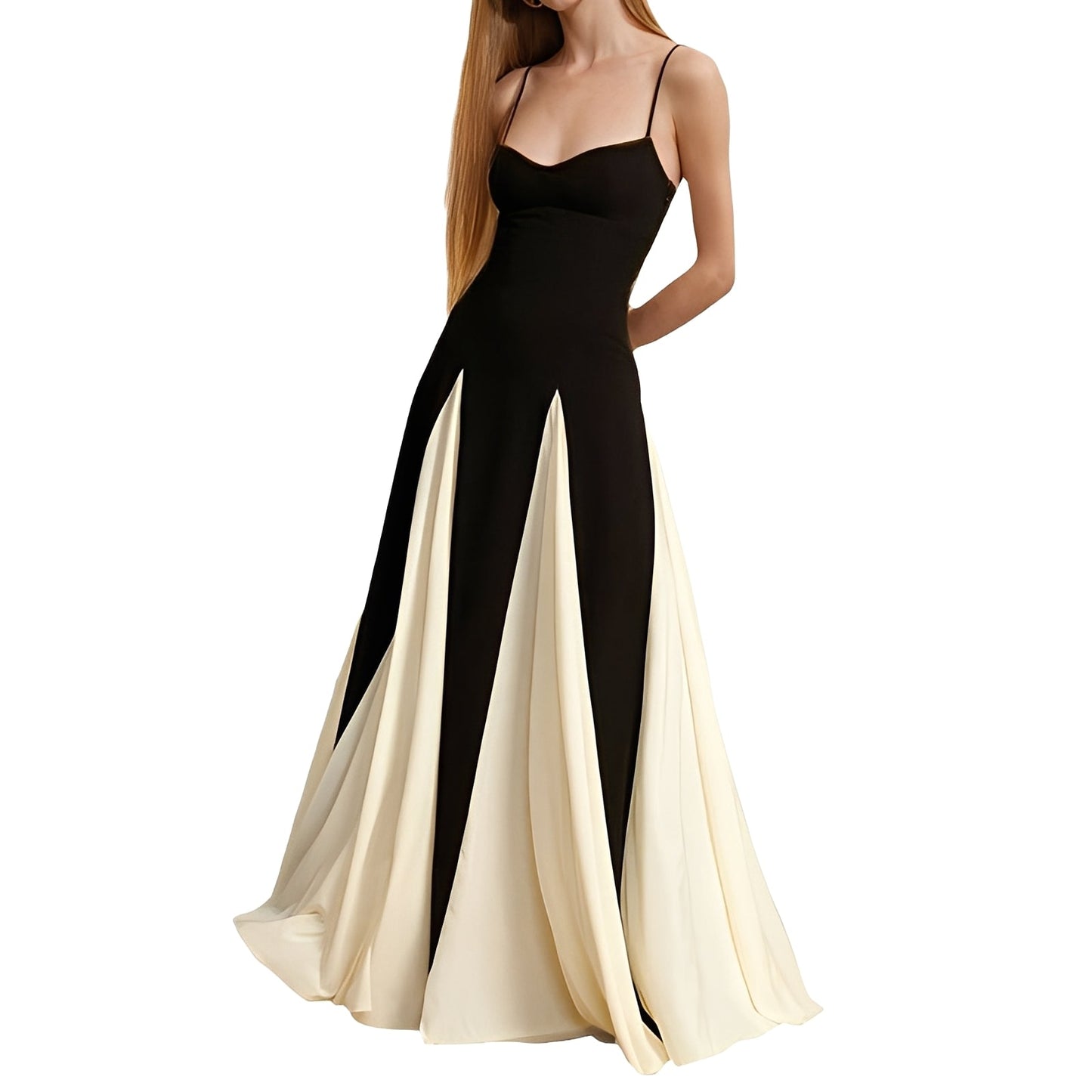 Charisse - Stilvolles Damenkleid mit unterschiedlichen Farben und weitem Rock