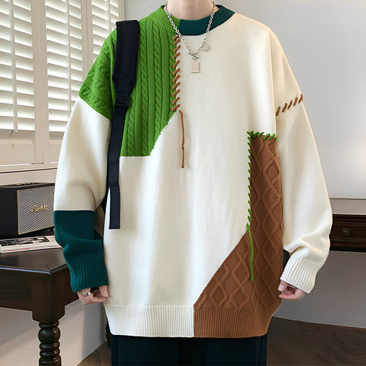 Curtis - Stylischer Herren-Fleecepullover mit Farbblock-Muster