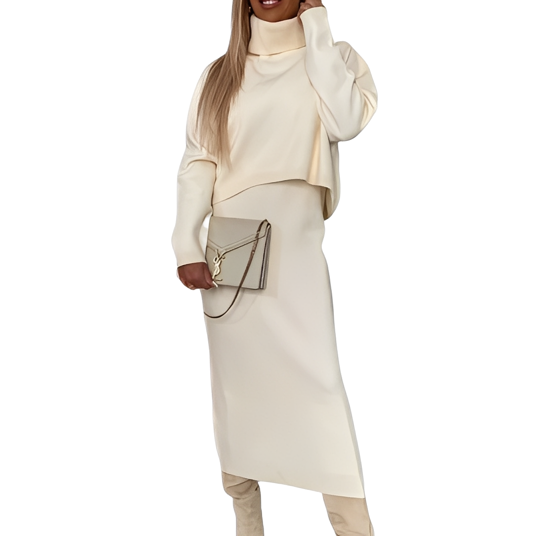 Natalee - Elegantes Damen-Set aus Rollkragenpullover und Rock