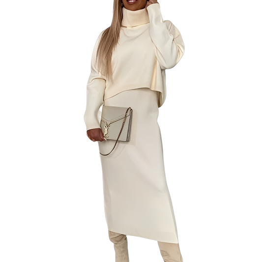 Natalee - Elegantes Damen-Set aus Rollkragenpullover und Rock