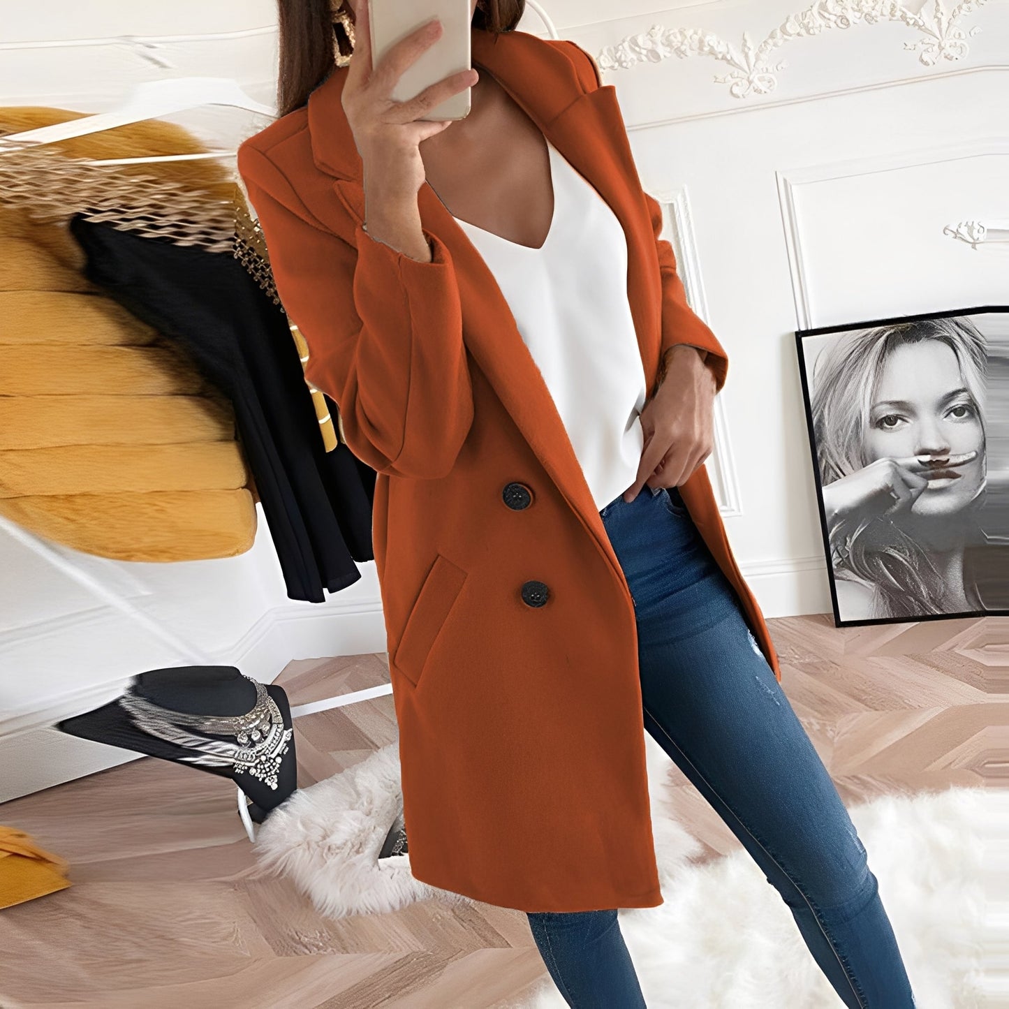 Nichole - Eleganter und warmer langer Damenmantel