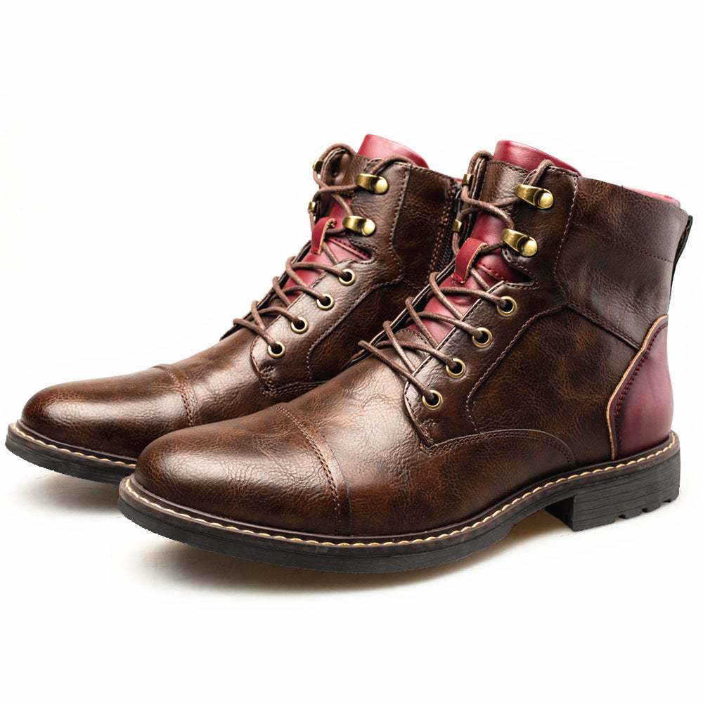 Louis - Herrenlederstiefel im Vintage-Look mit Reißverschluss