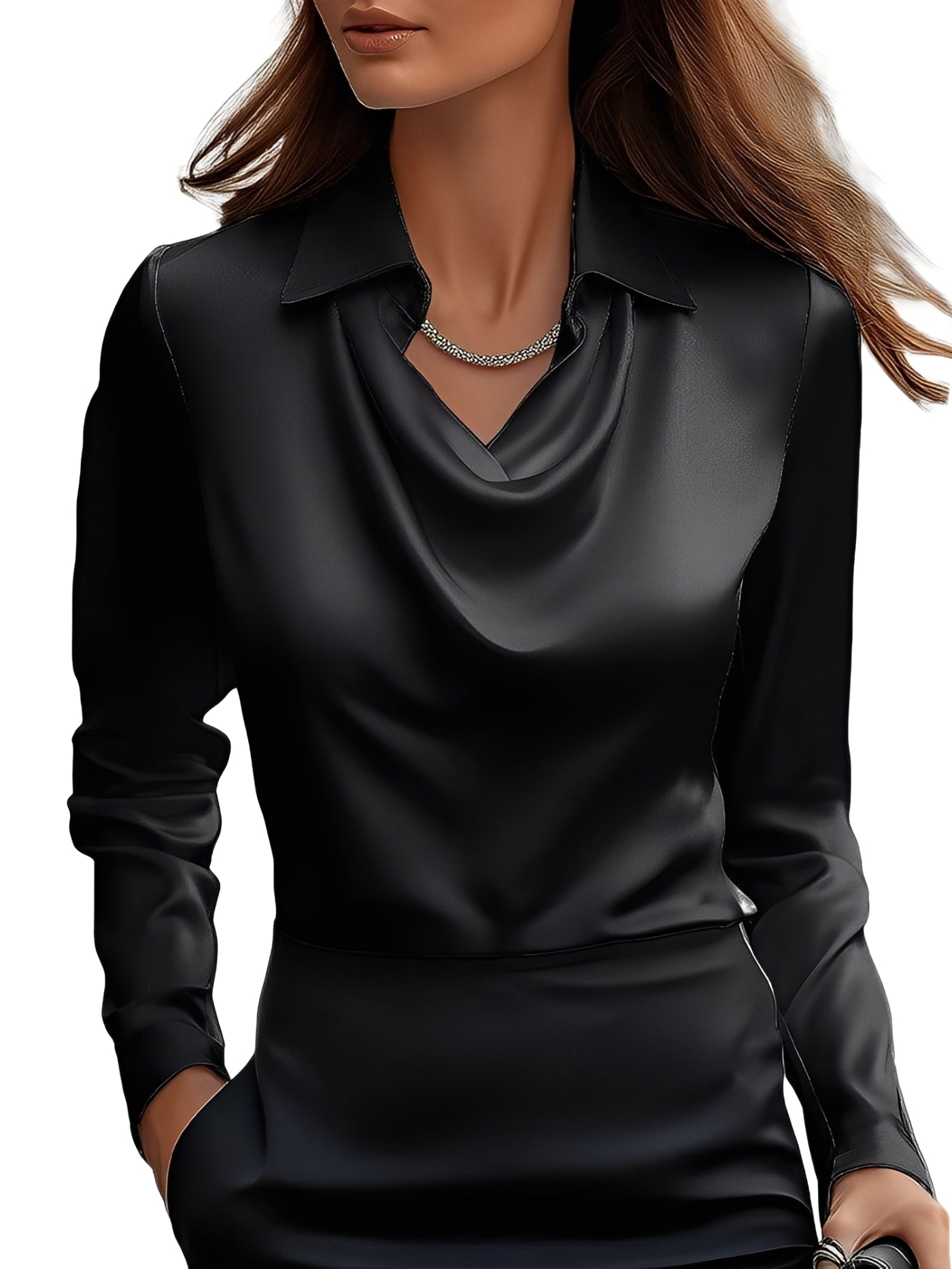 Dionne - Stilvolle Satinbluse für Damen mit langen Ärmeln