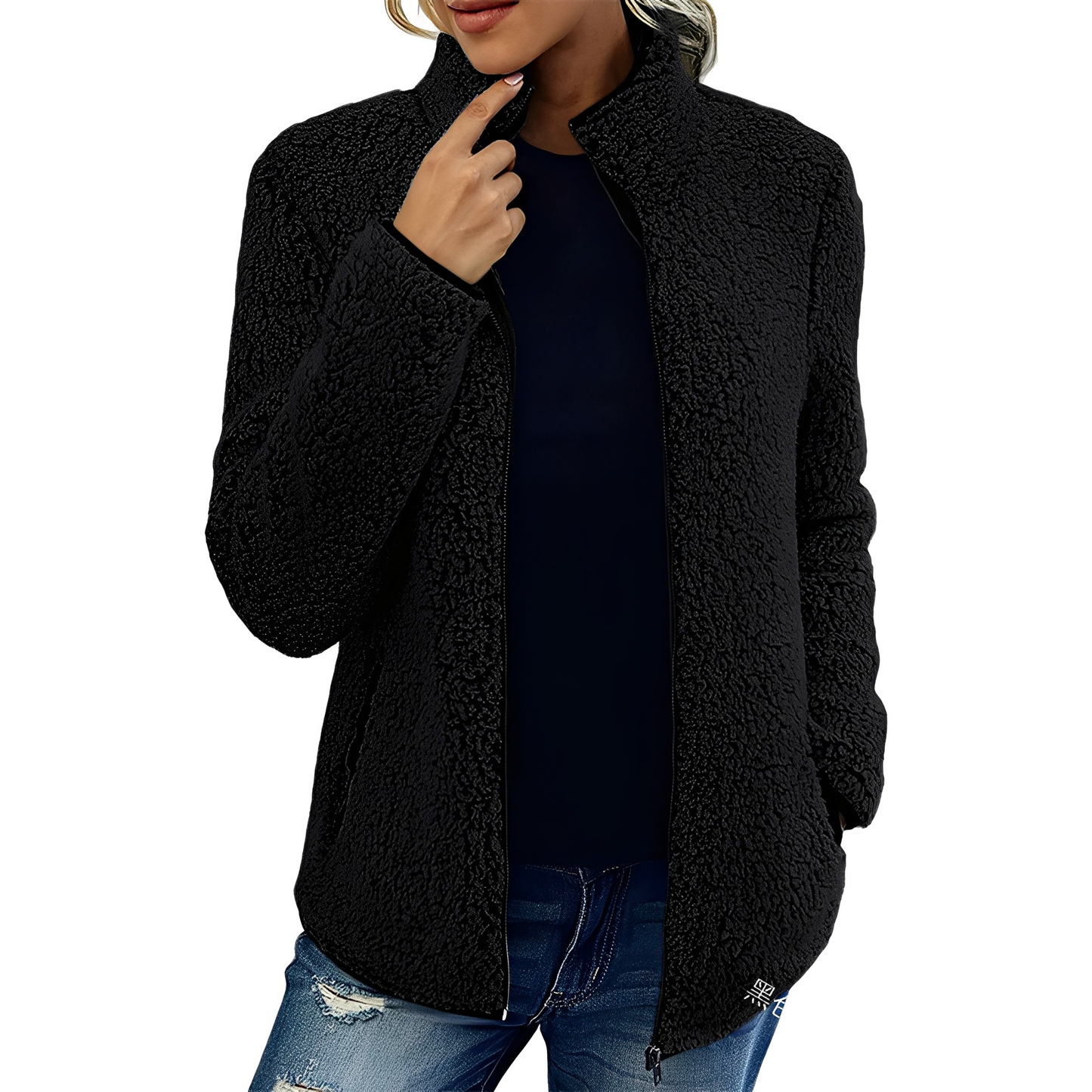Alethea - Damen Fleece-Samtmantel im schicken Look