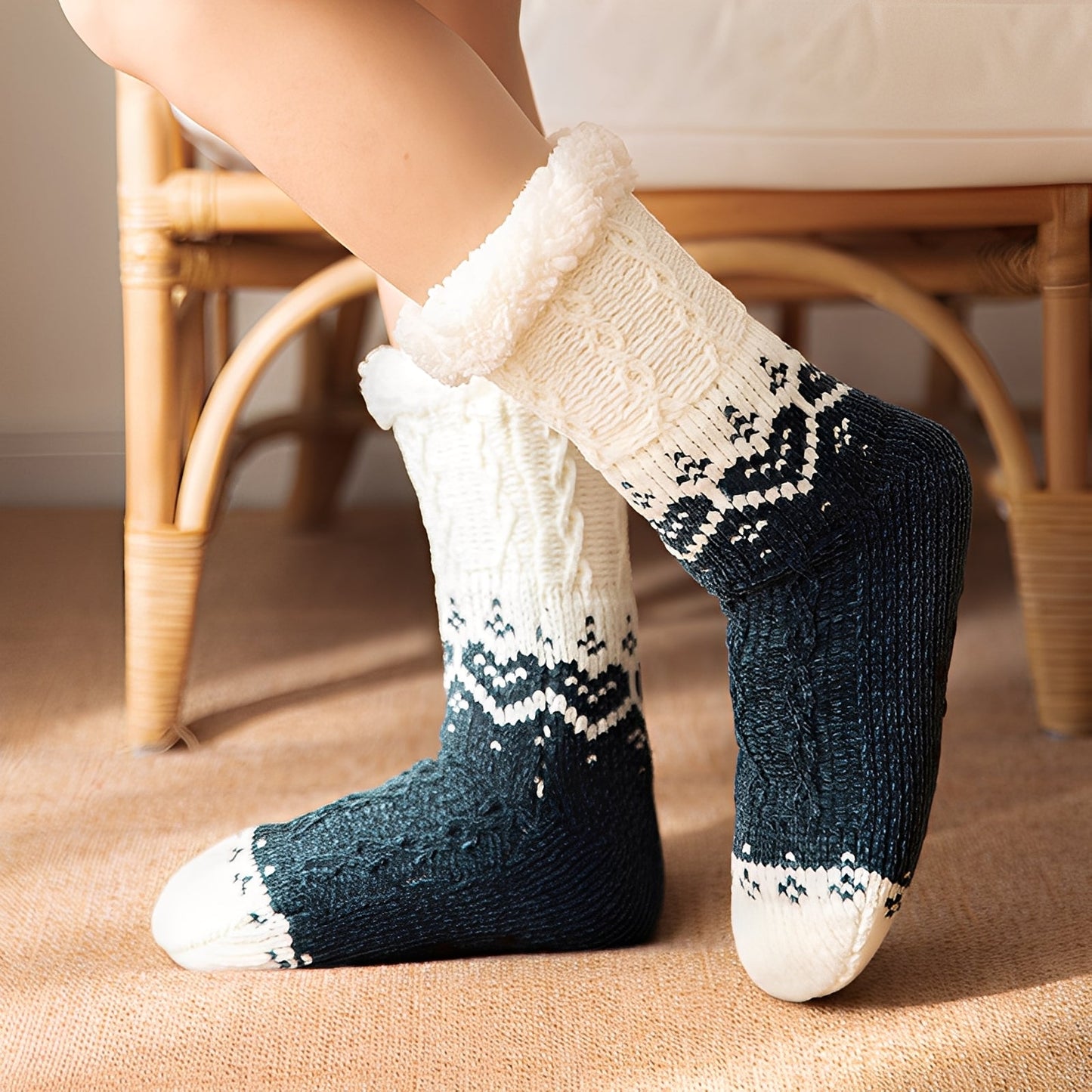 Danika - Modische gestrickte Kuschelsocken mit Herzmotiv für Damen