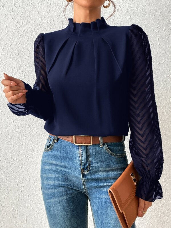 Cassandra - Elegantes Damen-Chiffon-Top mit langen Ärmeln