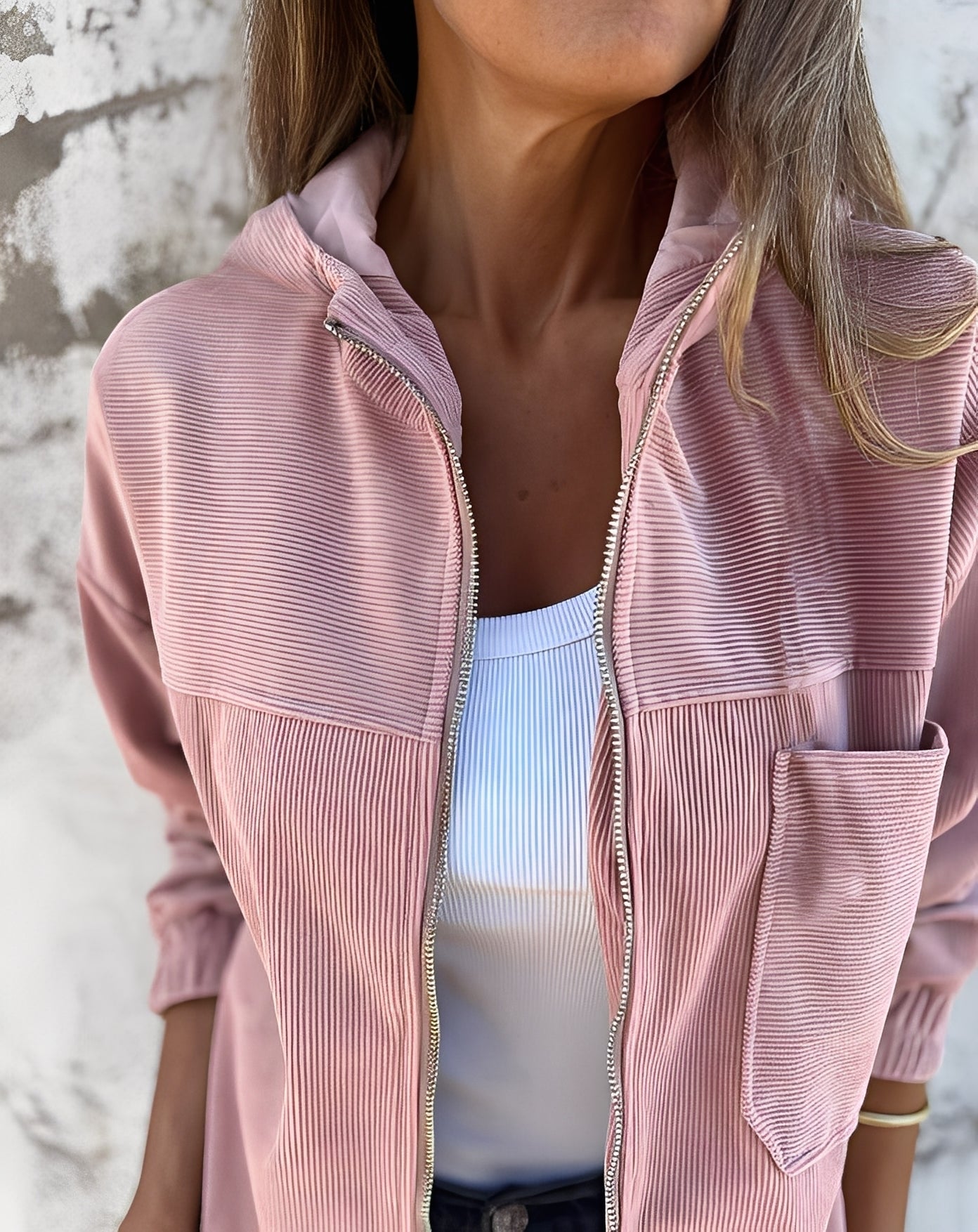 Gillian - Bequeme Damen-Cordjacke mit Kapuze