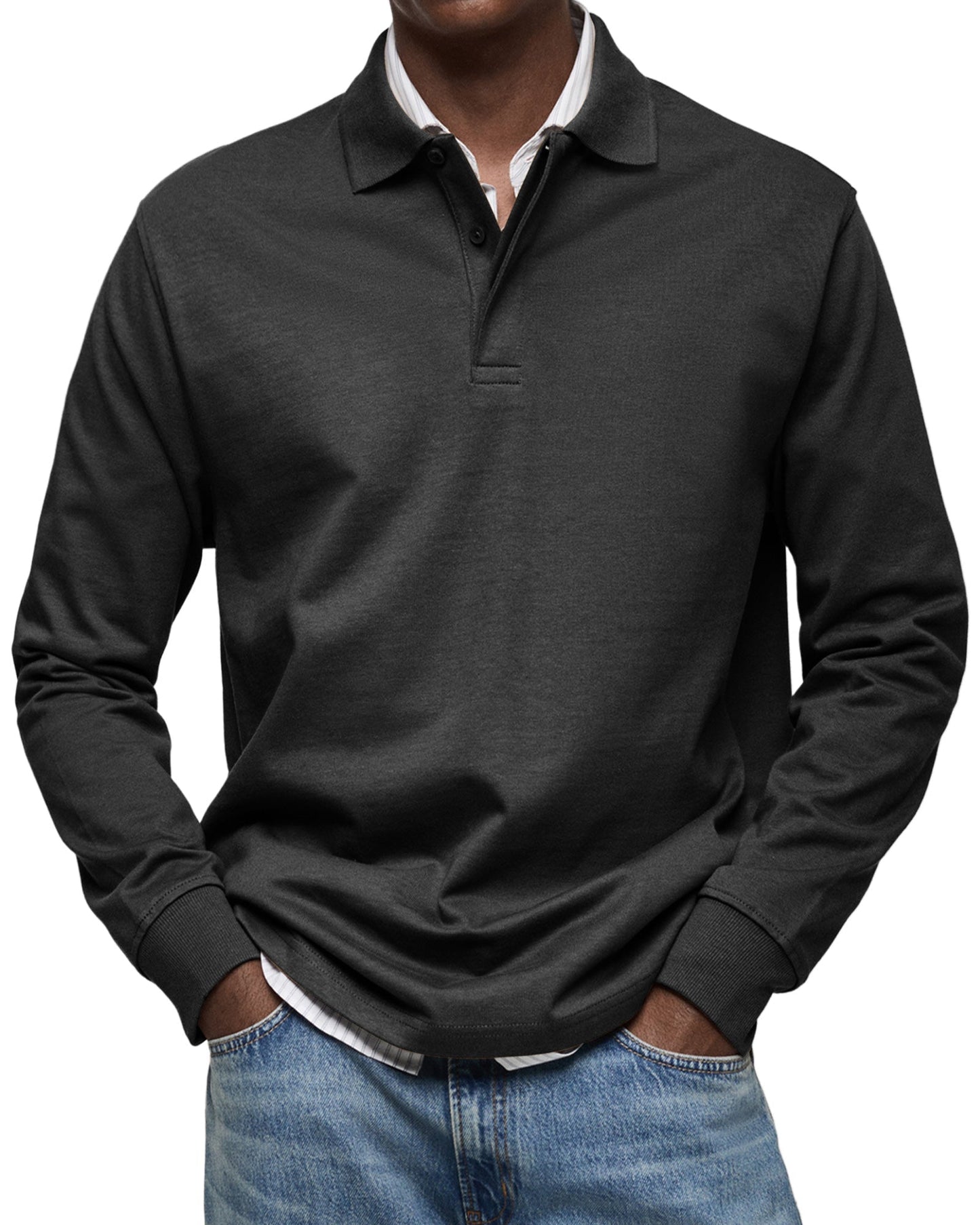 Dewey - Herren Langarm-Poloshirt, schlichtes Design