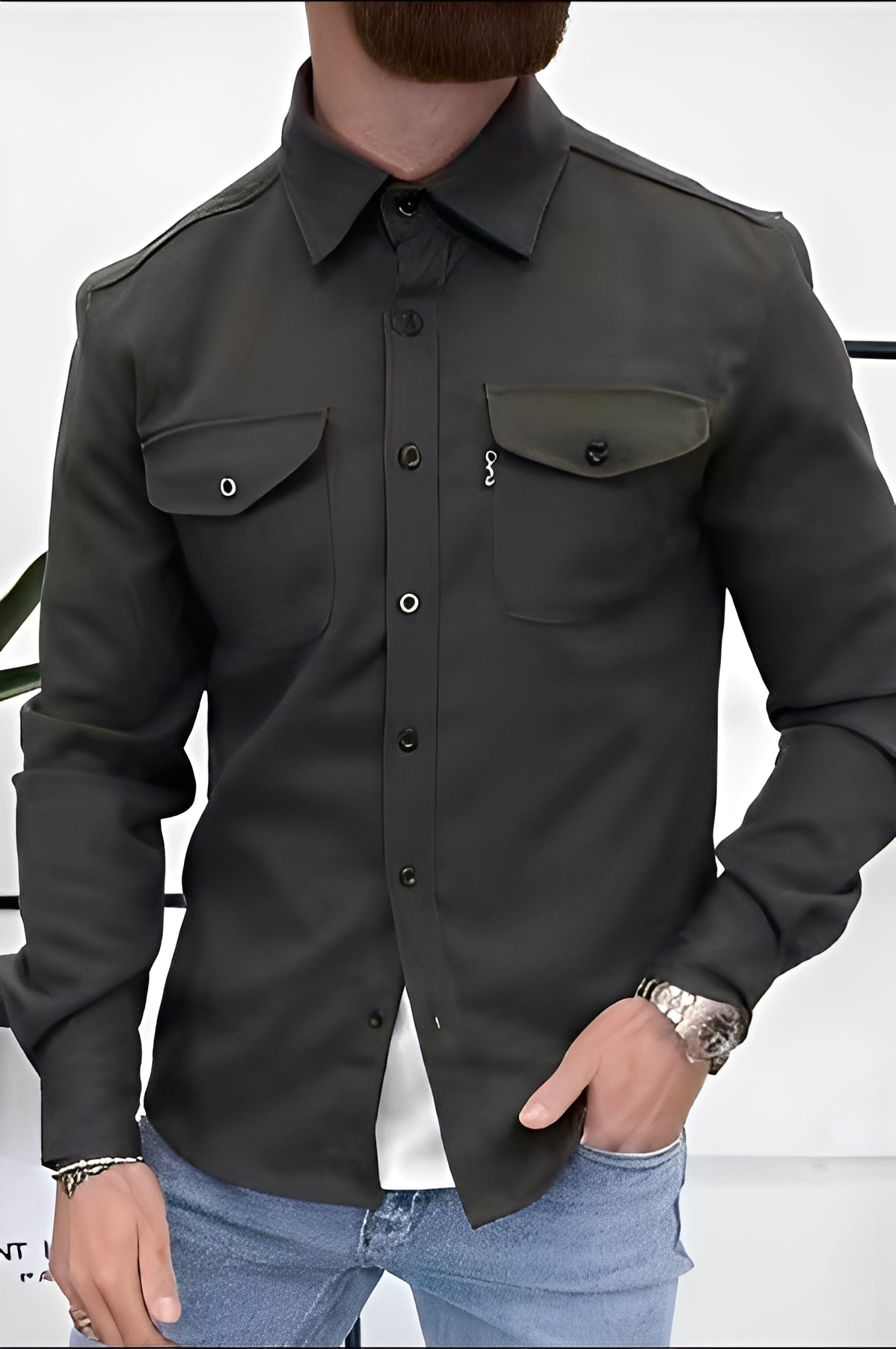 David - Lässiges Herrenhemd mit Taschen