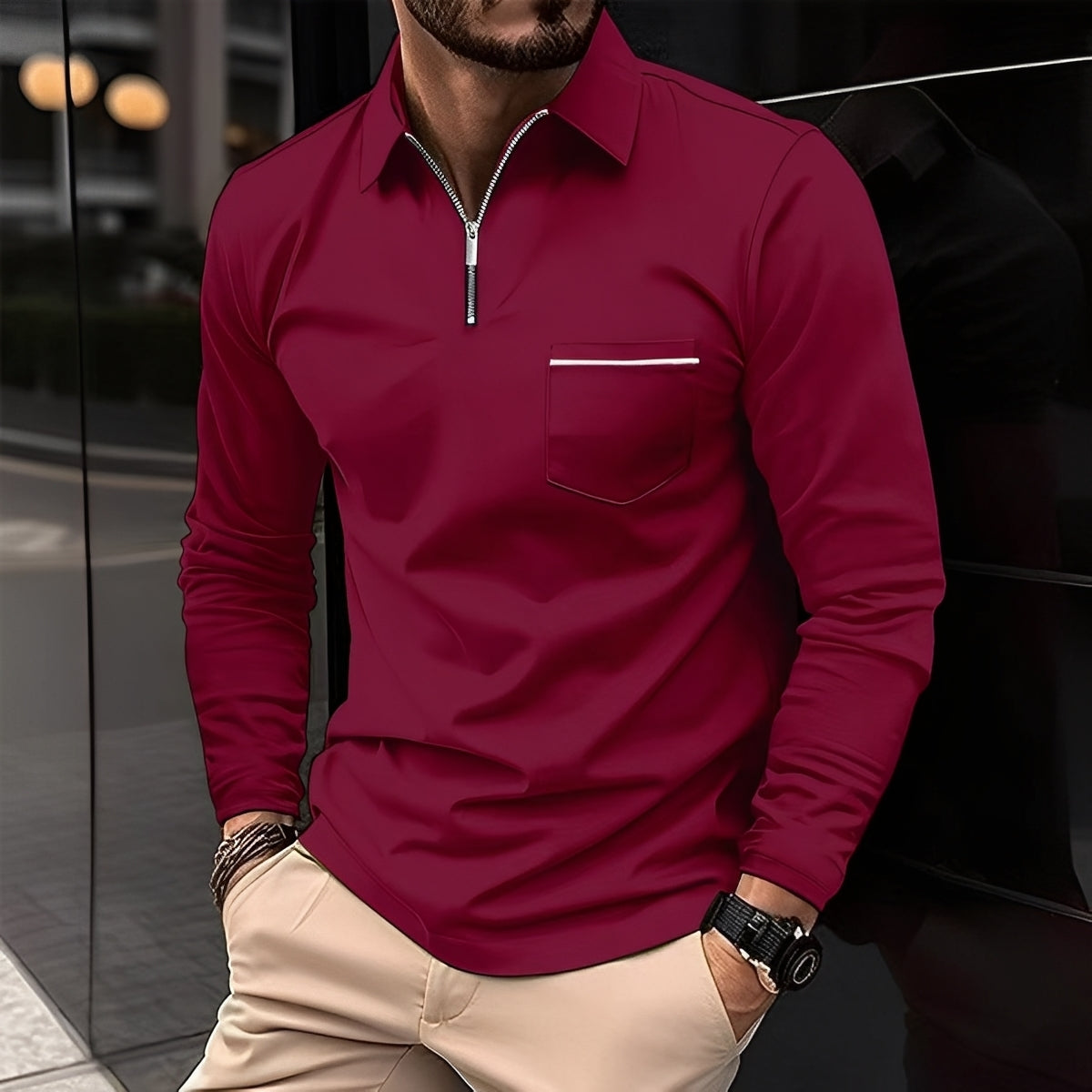 Bernard - Komfortables Langarm-Shirt mit Brusttasche für Männer